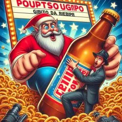 Parodia plakatu filmowego z dużą butelką piwa