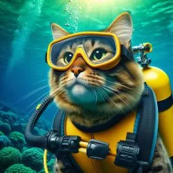Cat  scuba diving