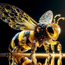 Epic bee made of yellow and black crystal glass