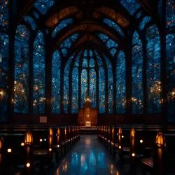 Gorgeous stained glass church with constellation inside