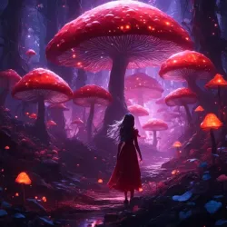 Glowing mushroom forest and mushroom princess