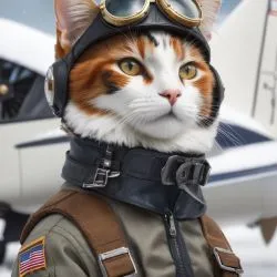 Feline Aviator Amidst Wintery Sky