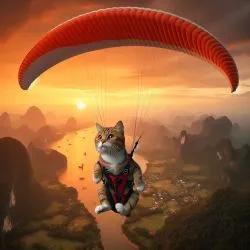 Cat on paraglide