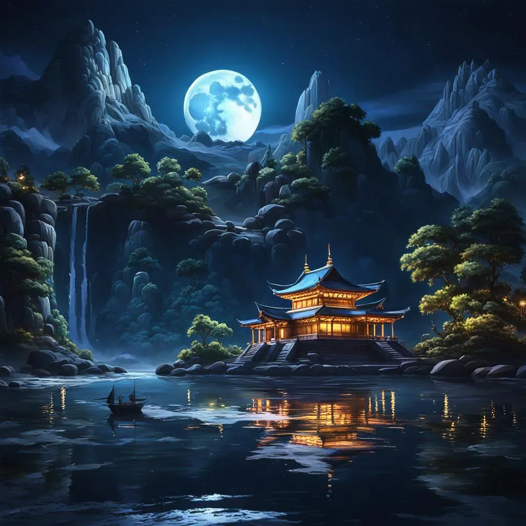 Beautiful place in the full moon