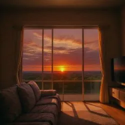 It reminds me of when I'm bored, living room sunset