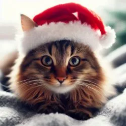Cat im christmas hut