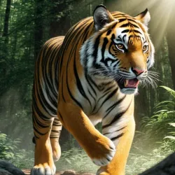 Tiger in sunbeam
