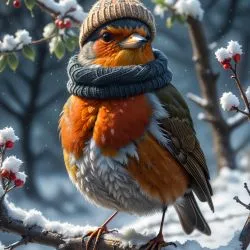 Winter's Cozy Robin: Chłodzony ptak