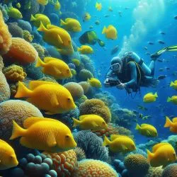 Scuba diving with yellow fish